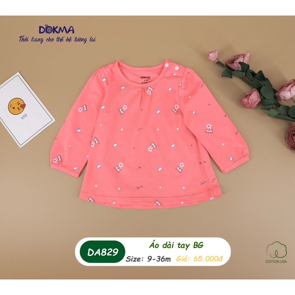 [FREESHIP] Áo dài tay bé gái 9-36 tháng tuổi cotton Mỹ Dokma Voi.kids DA829