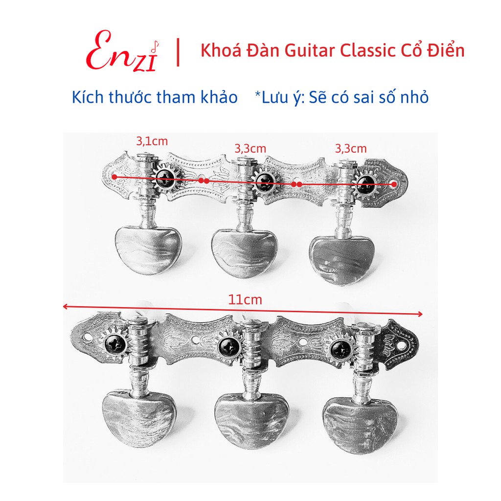 Bộ khoá đàn guitar classic cao cấp có đủ 2 bên khóa kèm ốc vít Enzi