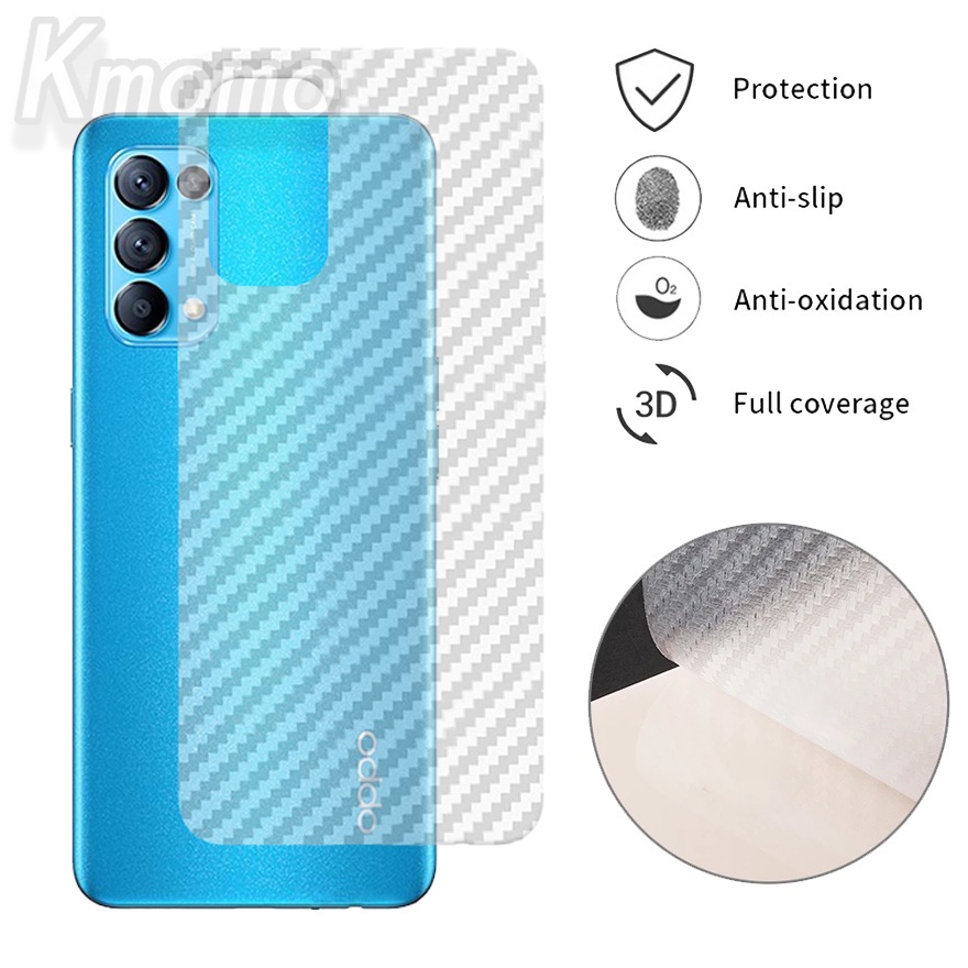 Mua một tặng bốn OPPO Reno5 Pro+ Reno5 Lite F Z K Reno4 5G Reno4 Z F SE Reno3 Pro 5G Reno Ace Màng bảo vệ lưng điện thoại bằng sợi carbon 3D trong suốt (5 miếng)