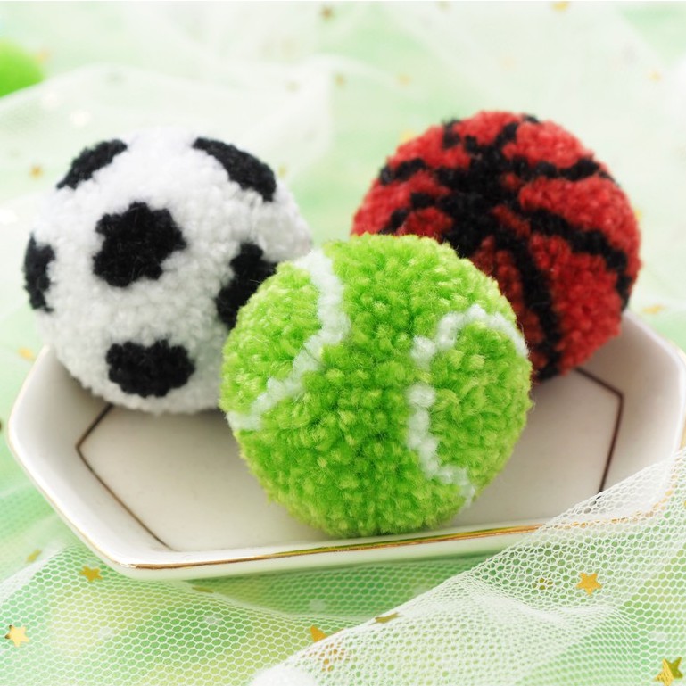 Pompom hình trái bóng - Bóng đá soccer - Bóng tennis - Bóng rổ basketball - Móc Khóa Handmade