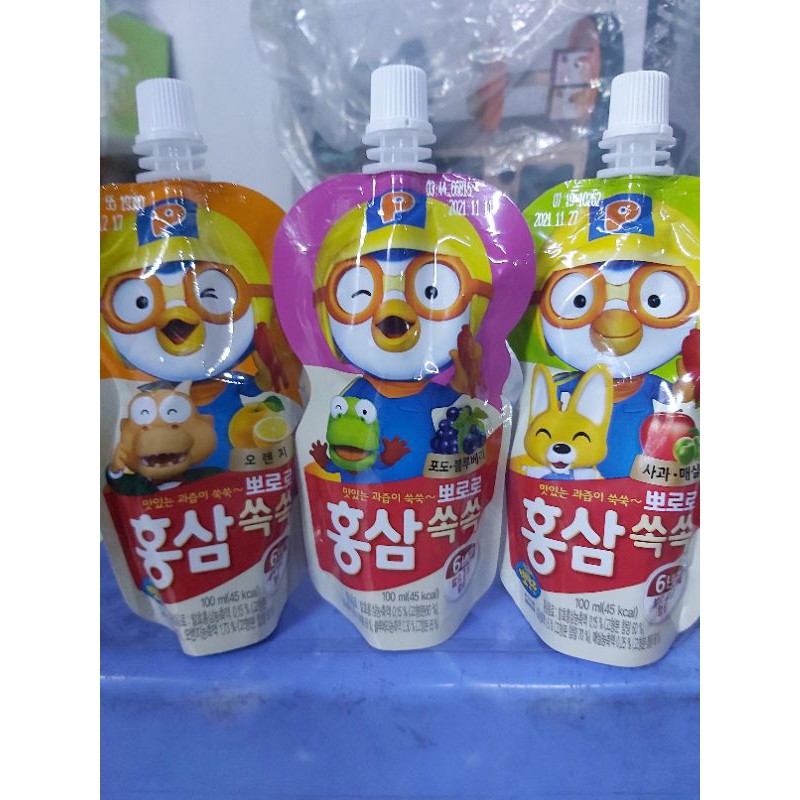 Nước Hồng Sâm Hoa Quả Paldo Pororo Hàn Quốc 100ml (dạng gói)