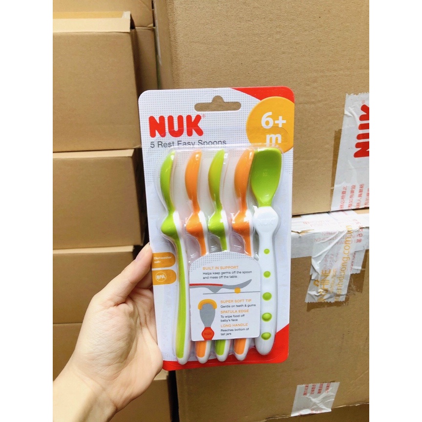 Thìa ăn dặm NUK bằng nhựa mềm PP, TPE dành cho bé từ 6 tháng