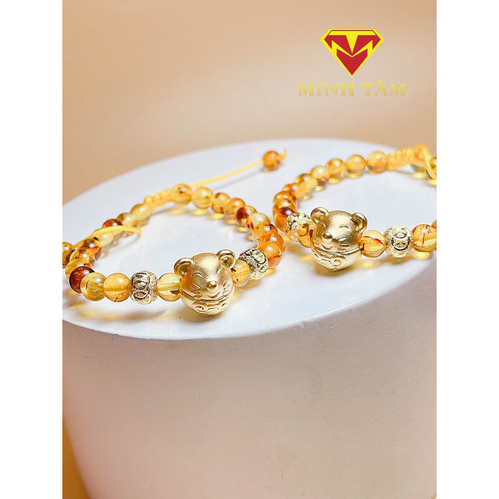 Vòng tay hổ #phách con giáp bạc mạ vàng cho bé-Minh Tâm Jewelry