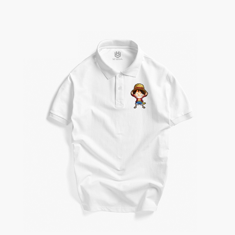 Áo Thun Polo Nam Nữ Vải Cá Sấu 4 Chiều Cổ Trụ In Hình One Piece Hải Tặc Phong Cách Hàn Quốc Thời Trang Frees