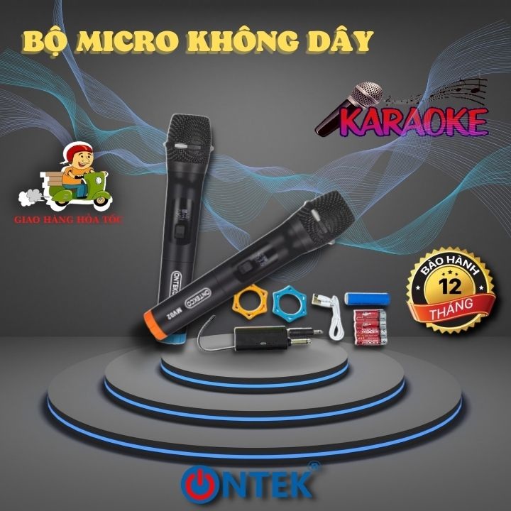 [GIAO HỎA TỐC]Micro hát karaoke ONTEKCO MV02 bản nâng cấp, hút âm tốt, chống hú cho loa kéo, dàn âm thanh, loa thanh