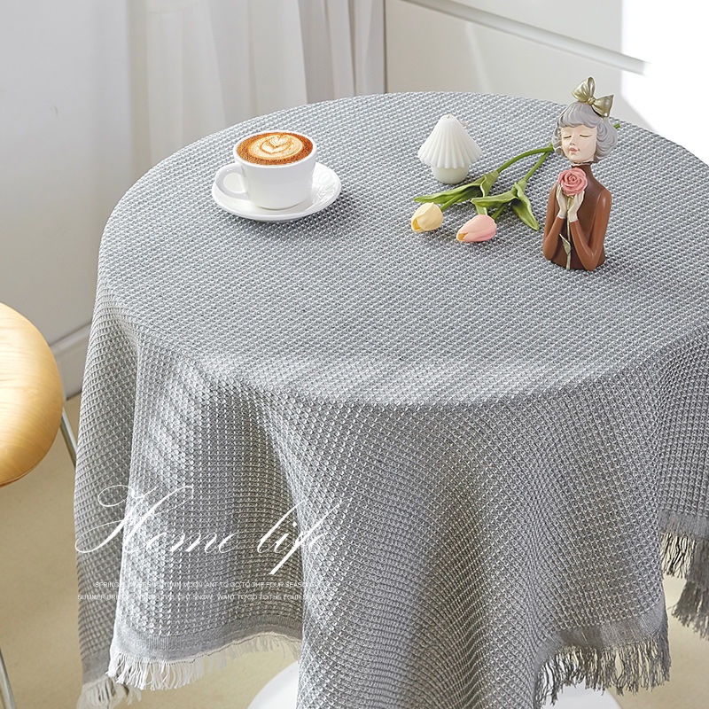 Khăn Trải Bàn Tròn Vải Cotton Lanh Cao Cấp Kiểu Pháp Sang Trọng