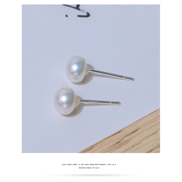 Bông Tai Bạc S925 Đính Ngọc Trai Giả Đơn Giản Thanh Lịch Cho Nữ