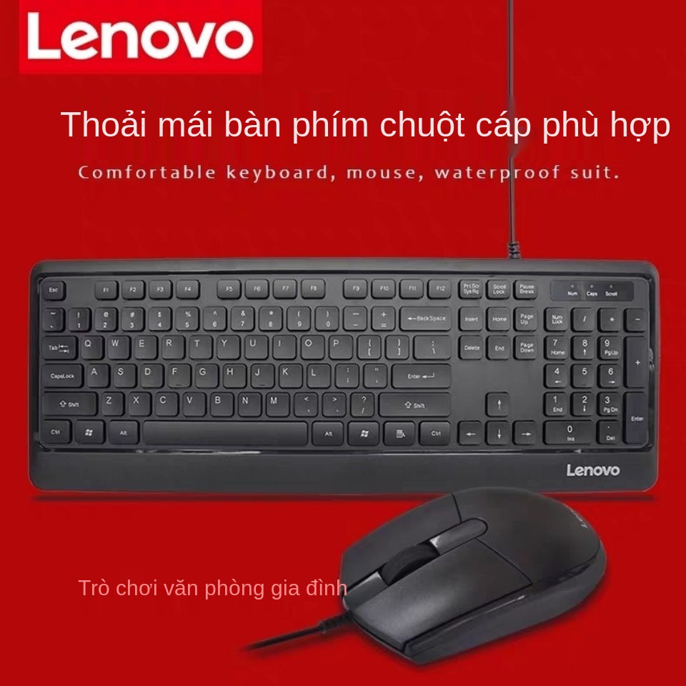 Bộ bàn phím và chuột có dây Lenovo KM102 chính hãng máy tính để xách tay chống nước văn phòng