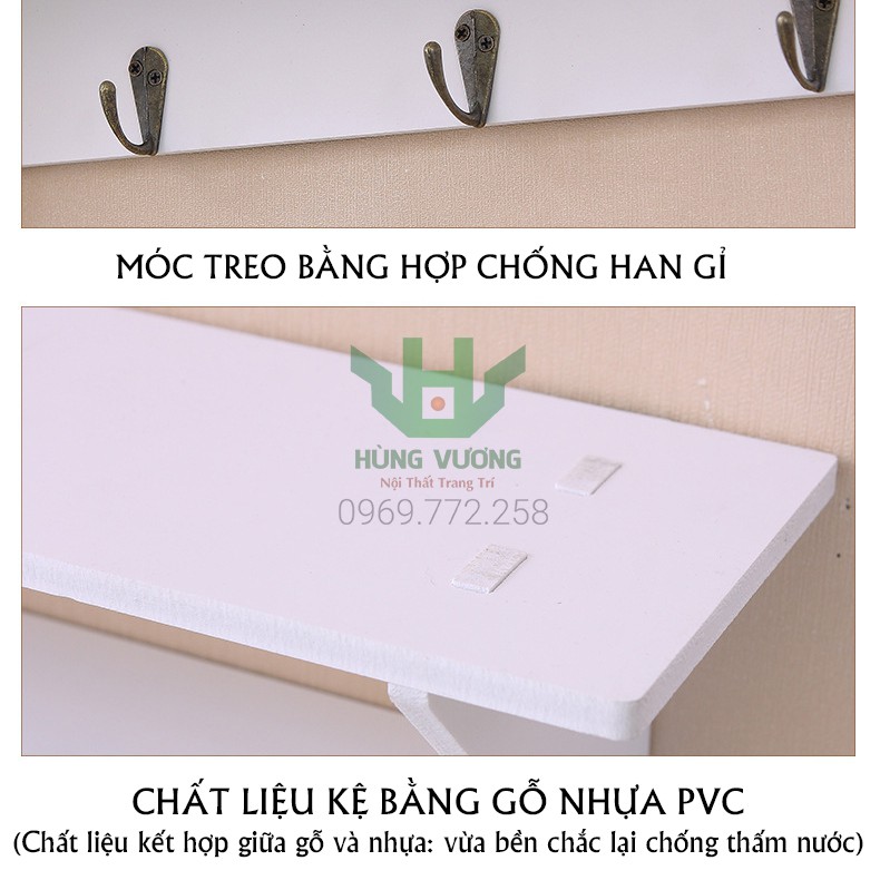 Kệ Trang Trí Gắn Tường Đa Năng Màu Trắng - Chống thấm - Treo Móc Chìa Khóa, Mỹ Phẩm