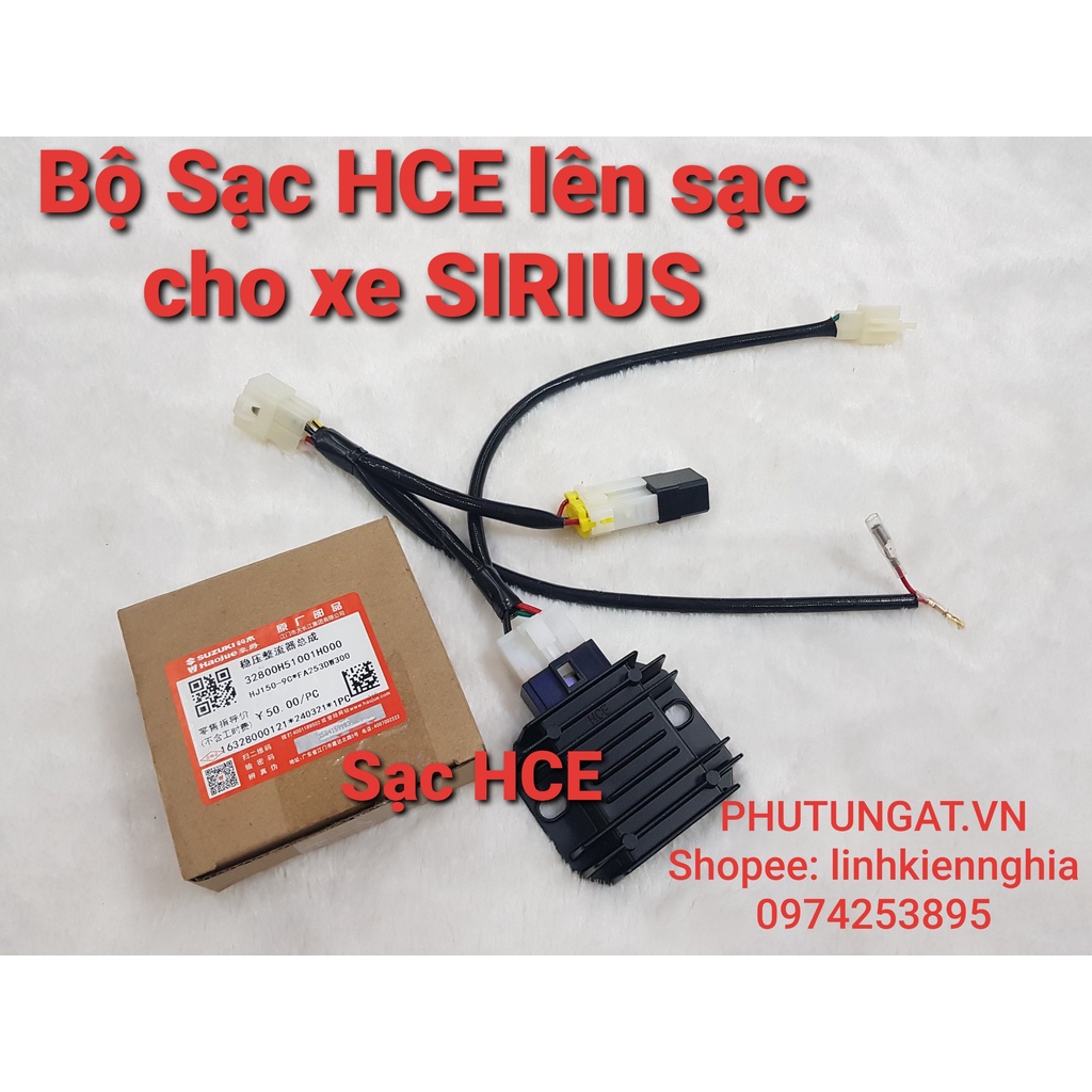 Dây Lên Sạc 150 Sạc HCE cho Xe SIRIUS kèm relay Nais chuyển điện bình cắm giắc như zin theo xe