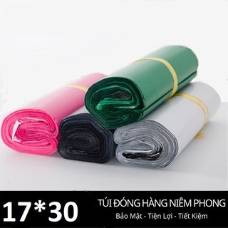 Bịch 100 Túi đóng gói hàng, niêm phong gói hàng nhiều màu kích thước 17*30