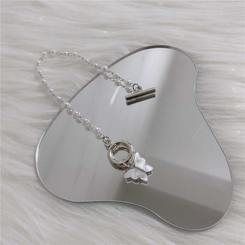 Vòng tay We Flower chuỗi hạt ngọc trai màu bạc mặt hình bướm phong cách Hàn Quốc thời trang cho nữ