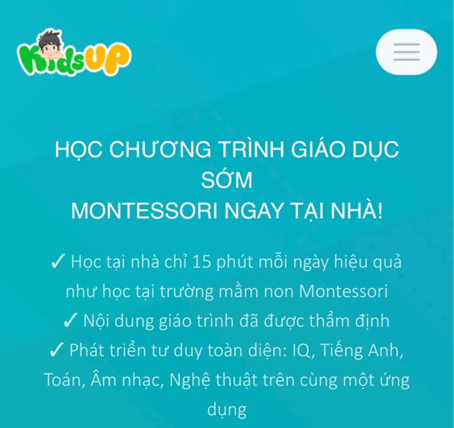  Kids up Toàn quốc [E-voucher] - Voucher mã học GIÁO DỤC SỚM MONTESSORI (Trọn đời, 1 năm)