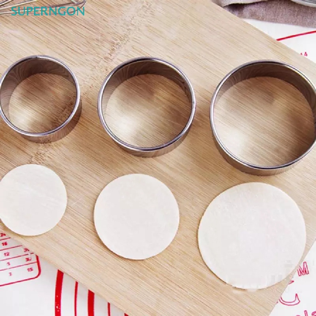 Khuôn Cắt Bột Làm Bánh Hình Tròn Bằng Thép Không Gỉ 3 Kích Cỡ