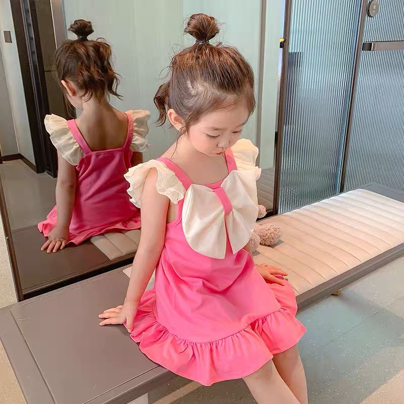 Váy cho bé gái cánh tiên cao cấp đính nơ trước ngực