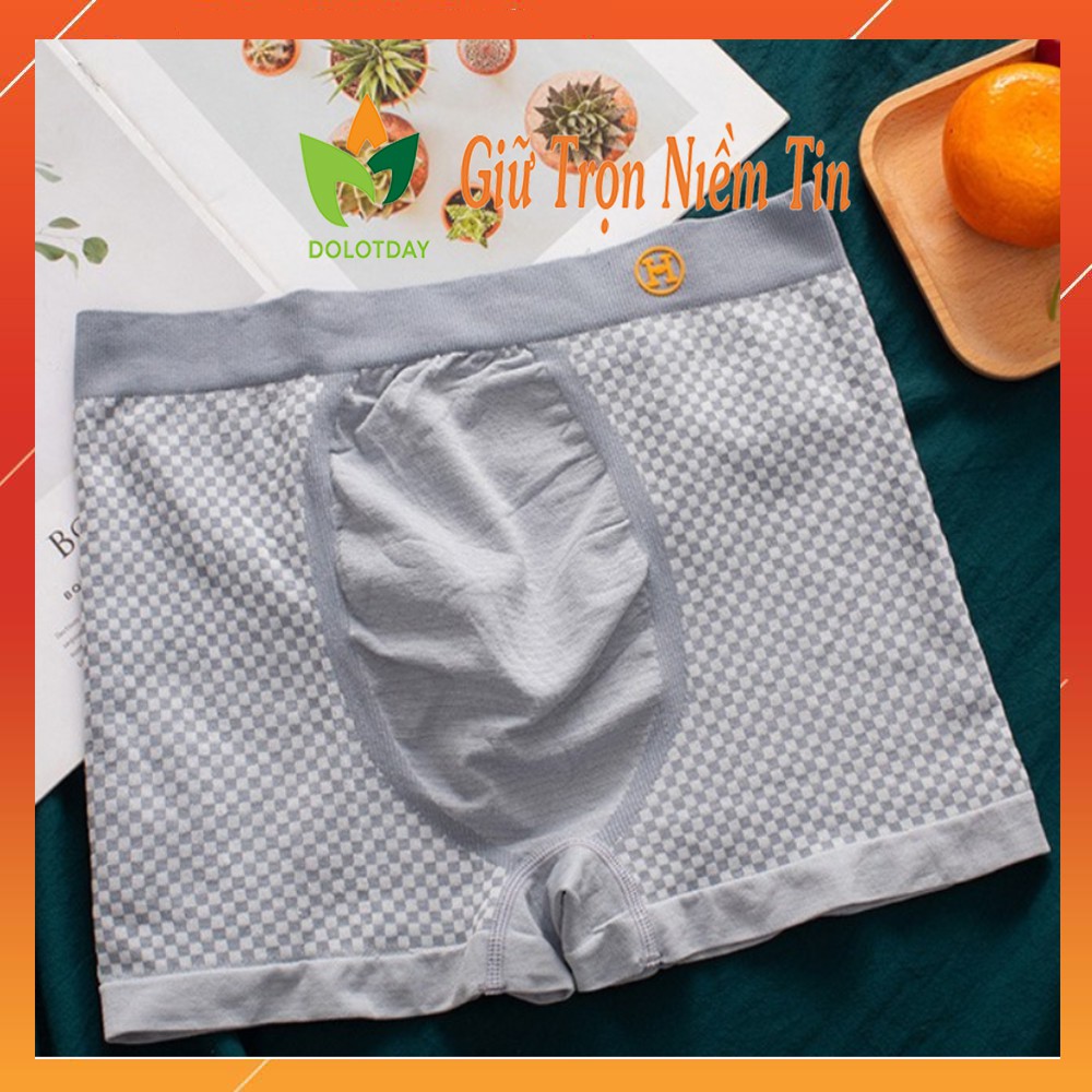 FREE SHIP Hộp 3 quần lót nam boxer co giãn chữ H, Quần sịp đùi nam DOLOTDAY