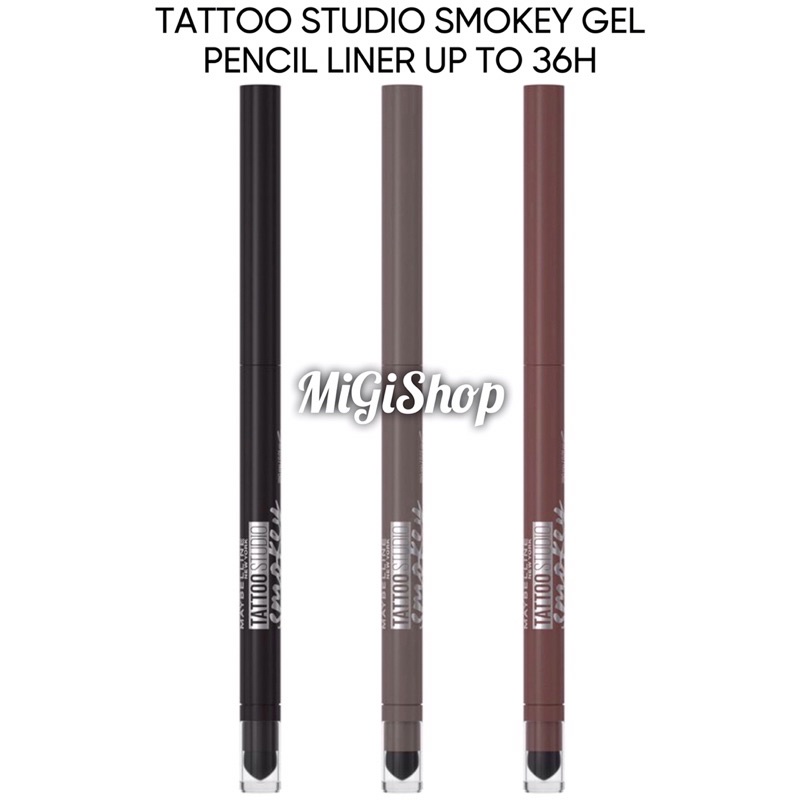 Chì Kẻ Mắt Khói 2 Đầu Dạng Gel Maybeliine Tattoo Studio Smokey Gel Pencil Liner Up To 36H 280mg