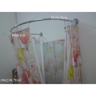 Khung Treo Quây Thay Đồ Inox 1 Chiếc và Rèm Vải 1 Chiếc