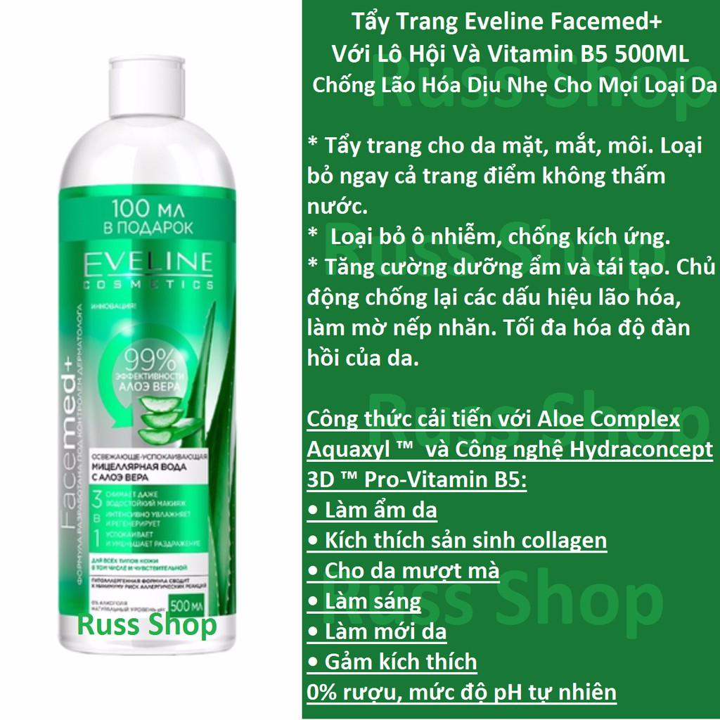 Tẩy Trang Eveline Lô Hội 3in1 Các Loại | BigBuy360 - bigbuy360.vn