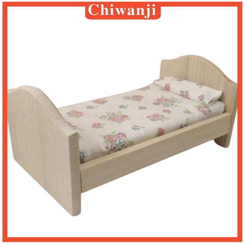 Mô Hình Giường Ngủ Mini Phong Cách Retro Tỉ Lệ 1/12 Trang Trí Nhà Búp Bê