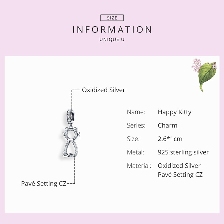 Hạt Trang Sức Bamoer Scc1162 Chốt Bạc Hình Chú Mèo Đính Đá Sáng Tạo Sử Dụng Làm Vòng Tay