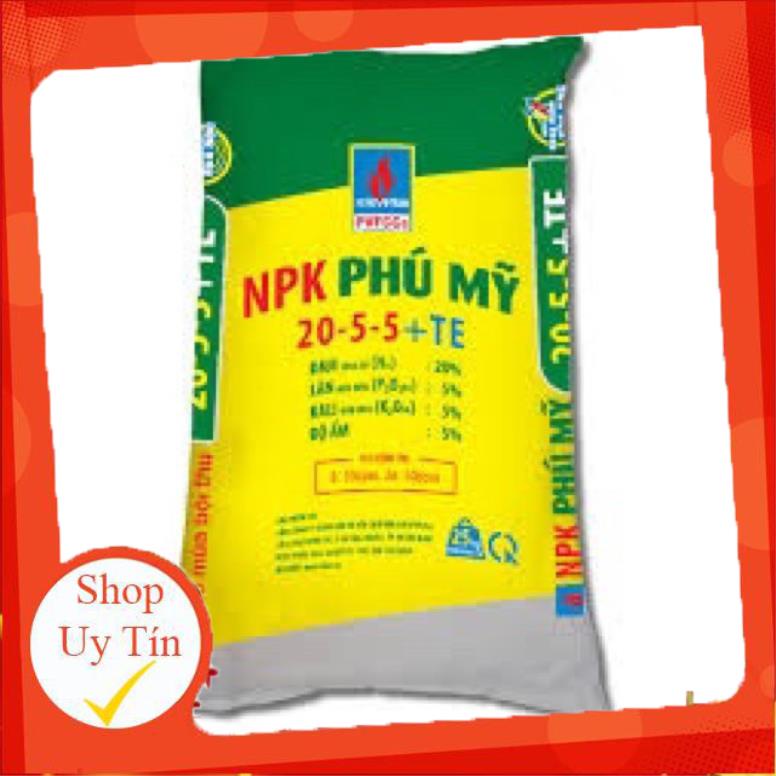 1 kg phân bón NpK 20 5 5 Phú Mỹ bốc cây xanh lá dầy lá