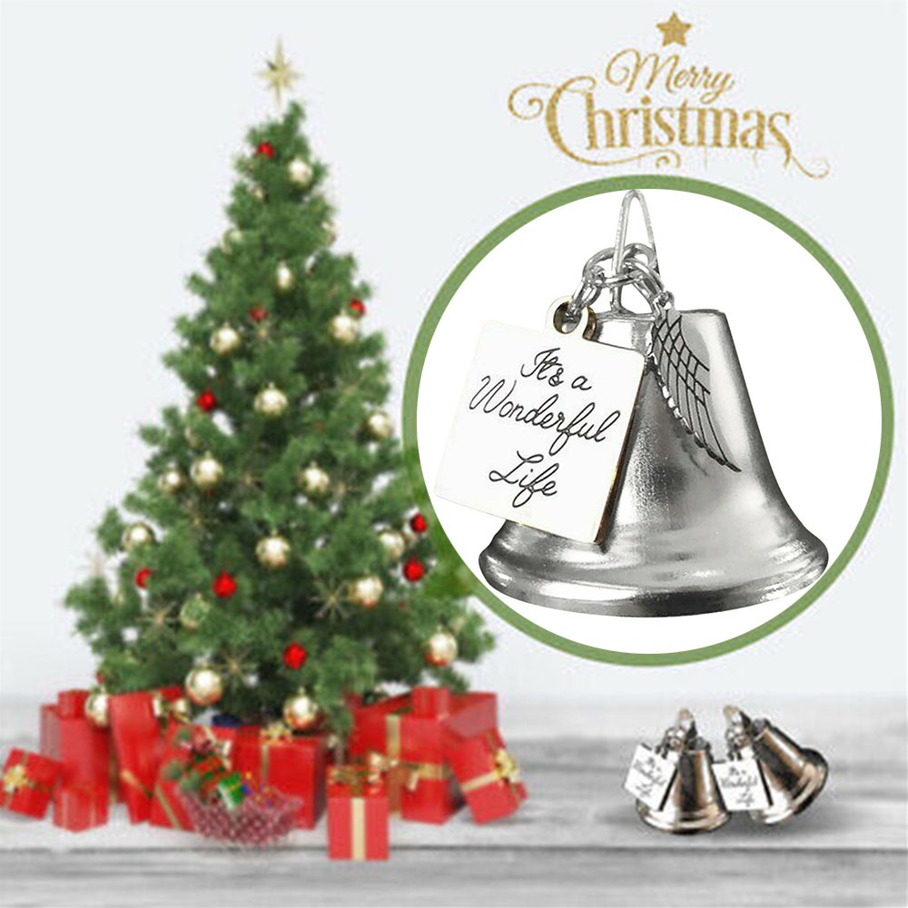 1 Chuông Giáng Sinh Hình Đôi Cánh Thiên Thần Bằng Thép Không Gỉ
