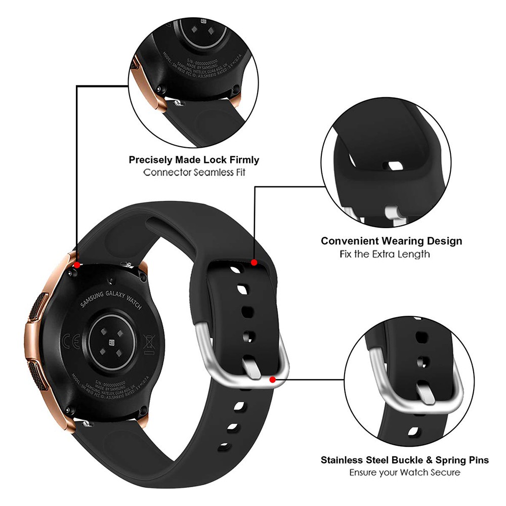 Dây Đeo Thay Thế Bằng Silicon 20mm 22mm Cho Đồng Hồ Samsung Galaxy Watch Active 42mm Gear S2 Classic