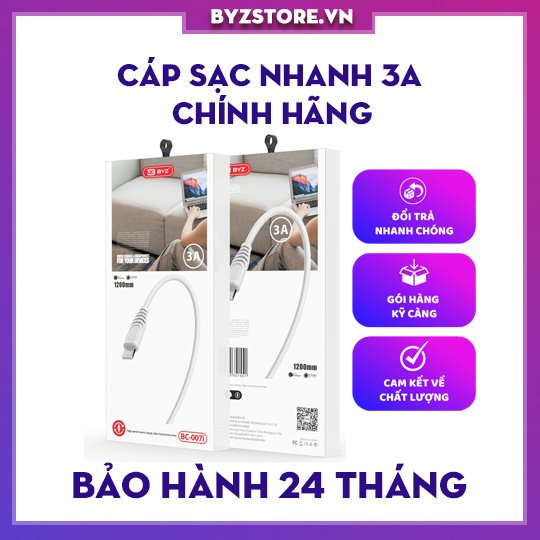 Cáp sạc nhanh 3A- BYZ Lighiting / Micro / Type-C