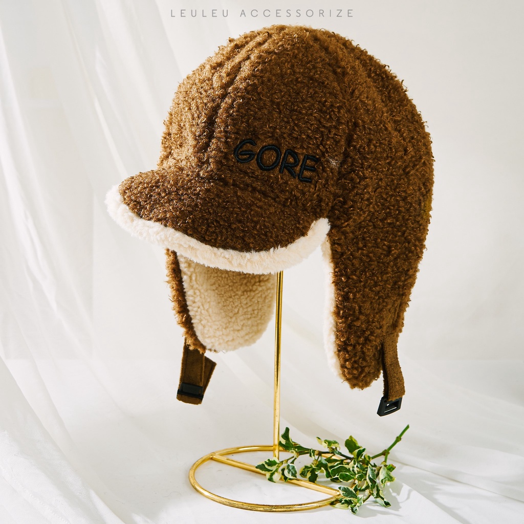 Mũ lông chữ GORE dây cài xinh xắn leuleu.accessorize