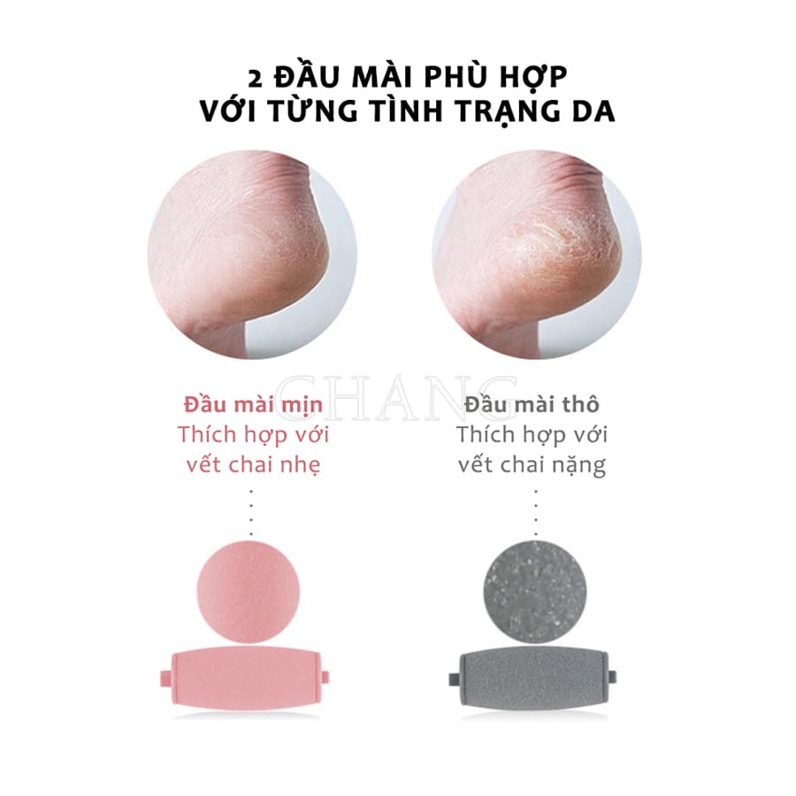 Máy Chà Gót Chân Tự Động, Tẩy Tế Bào Chết Tại Nhà Sạc Pin Tích Điện 2 Đầu Mài