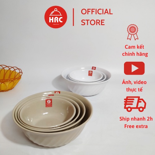 Bát, tô canh nhựa melamine cao cấp đủ size 2 màu Nâu đá và Trắng