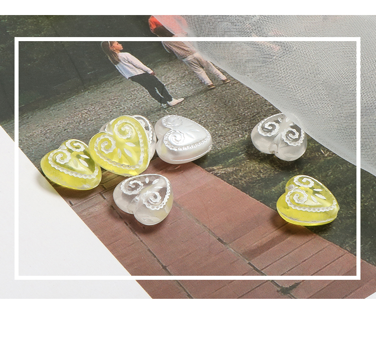 Set 10 Hạt Xỏ Lỗ Hình Trái Tim Nhiều Màu Sắc 11mm Dùng Để Làm Đồ Trang Sức Thủ Công