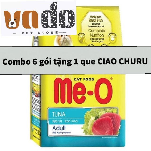 Combo 6 gói Me-O cho mèo trưởng thành tặng Ciao Churu