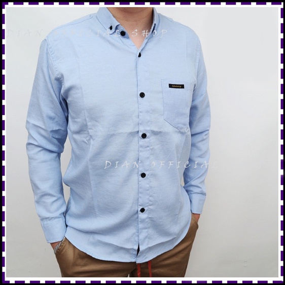 Áo sơ mi tay dài vải Cotton mềm màu xanh dương nhạt thời trang cao cấp cho nam |Df14
