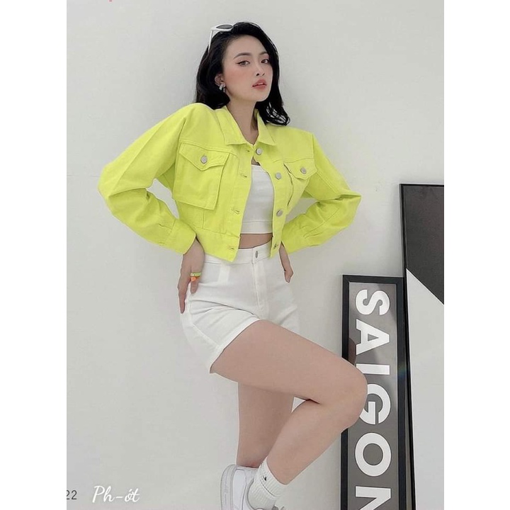 Áo kaki, jean nữ croptop, đủ màu sắc trẻ trung,có túi hộp,cổ bẻ,vải mềm mại, free size từ 35_75kg