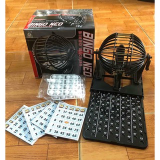 Bộ lồng quay bằng sắt đồ chơi loto loại lớn 25cm 75 số 20 tờ dò số