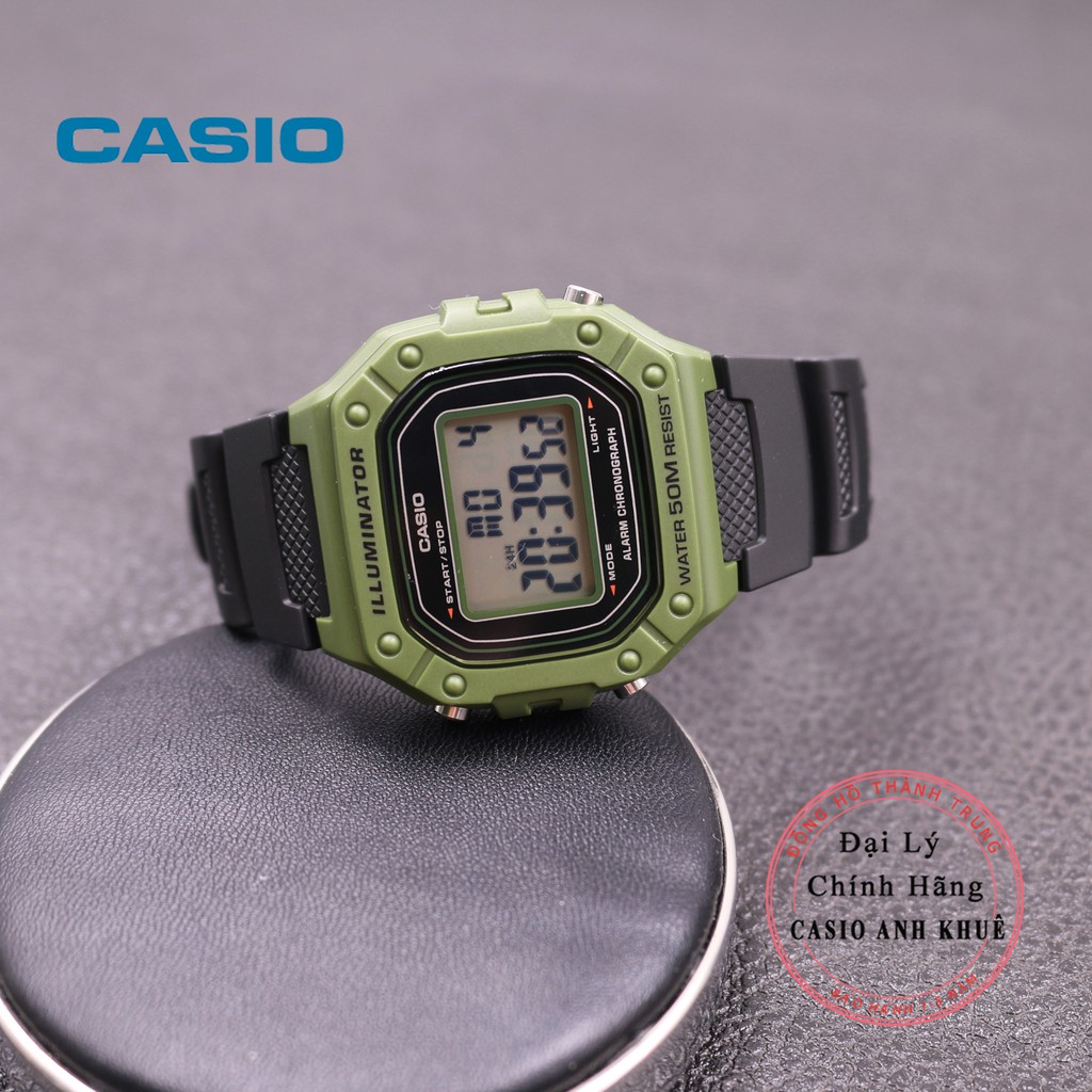 Đồng hồ điện tử nam Casio W-218H-3AVDF dây nhựa