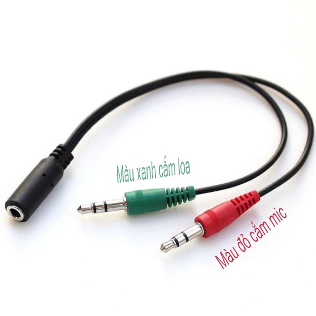 Cáp chia âm thanh jack 3.5mm - Dùng cho 2 thiết bị cùng lúc - Dùng được cả mic và nghe nhạc (ảnh thật)