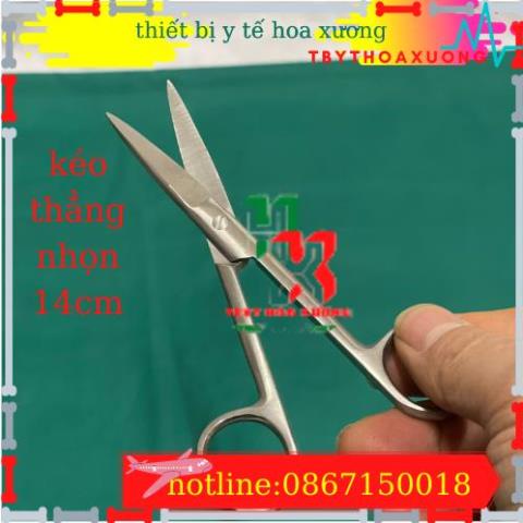 [Hàng Chính Hãng Parkistan] Kéo Y Tế Thẳng Nhọn 14cm- Kéo Cắt Chỉ