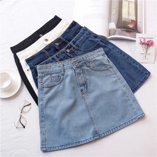 Chân váy jeans chữ A basic có size bigsize XL XXL XXXL
