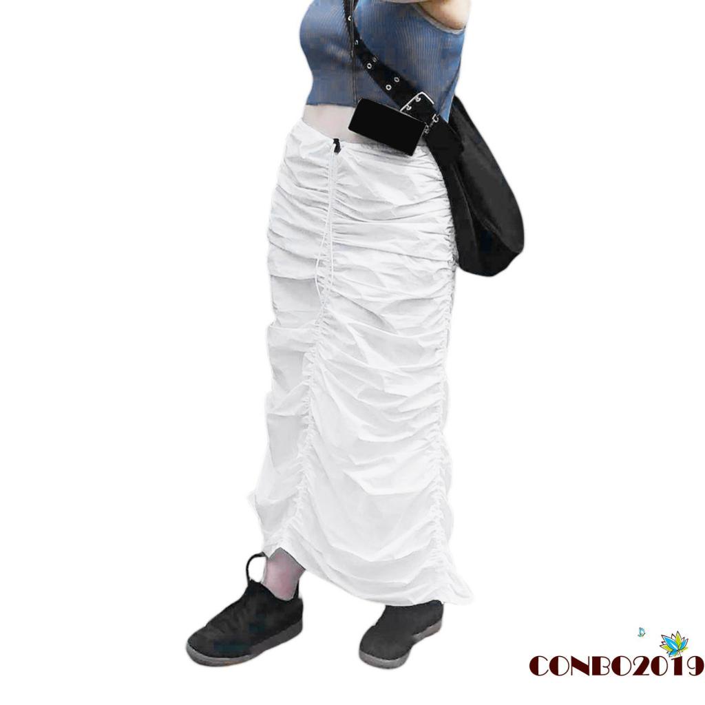 Chân Váy Lưng Cao Co Giãn Màu Sắc Đơn Giản Dành Cho Nữ