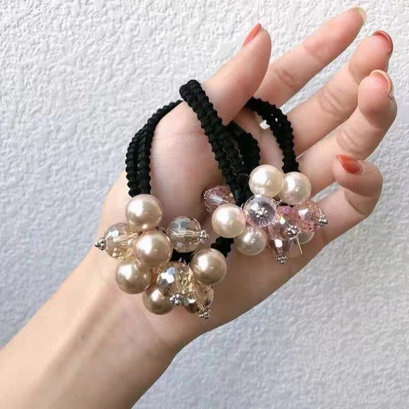 Dây Cột Tóc Đính Ngọc Trai Pha Lê Phong Cách Hàn Quốc Sang Trọng