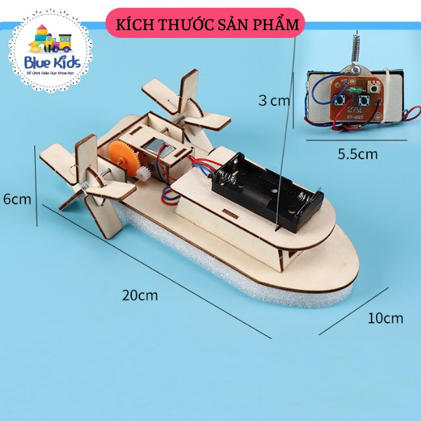 Đồ chơi khoa học STEAM tự làm tàu thủy điều khiển từ xa chạy dưới nước bằng gỗ cho bé