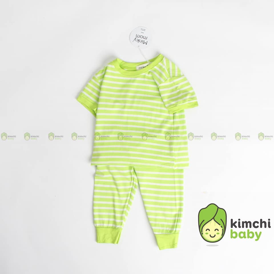 Đồ Bộ Bé Trai, Bé Gái Minky Mom Vải Thun Lạnh Quần Dài Họa Tiết Kẻ Sọc, Bộ Cộc Tay Cho Bé Mặc Nhà MKMTD2102 .