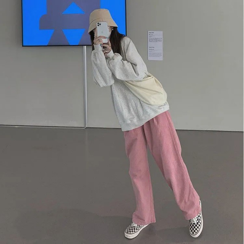 [ Hot nhất 2021 ]Quần jogger ống rộng nhung tăm siêu dày siêu đẹp, Quần nhung tăm dáng xuông form rộng đi làm đi học