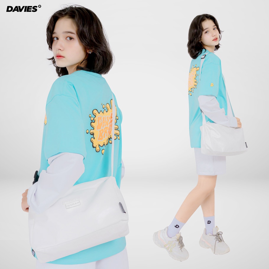 Túi đeo chéo nam nữ da màu trắng local brand Davies - White leather over shoulder Bag. | WebRaoVat - webraovat.net.vn