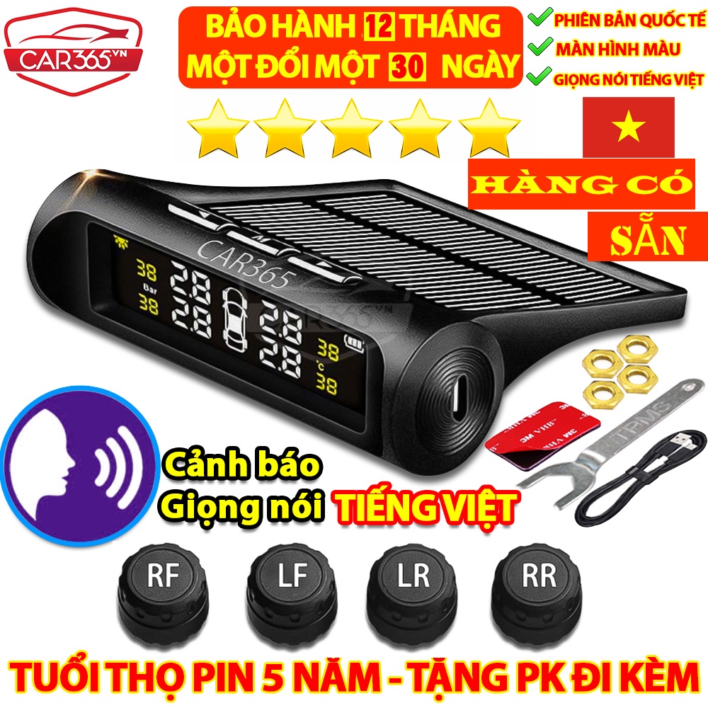 Cảm biến áp suất lốp ô tô xe hơi gắn ngoài cao cấp CAR365.VN Cảnh báo