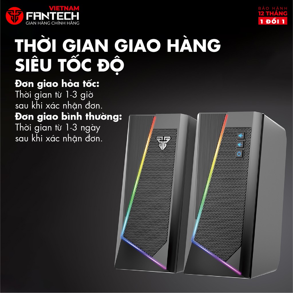 Loa Vi TÍnh Gaming Fantech GS204 RUMBLE LED RGB 7 Chế Độ Hỗ Trợ Kết Nối Bluetooth 5.0 Và AUX 3.5mm - Hàng Chính Hãng