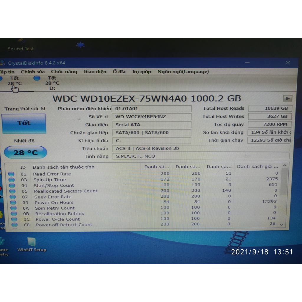 Ổ cứng WD Blue 1TB - 3TB 3.5 inch SATA III 64MB Cache 7200RPM WD10EZEX -2ND